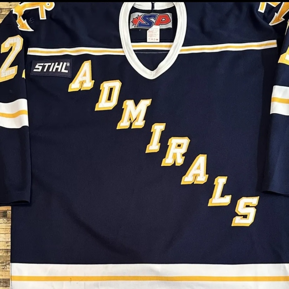 Authentic Vintage SP AHL Norfolk Admirals Bobby Russell Pro Hockey Jersey.